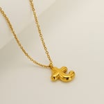 Gold color / 1 Piece Simple Series Daily Letter T Titanium Steel  Gold Color Unisex Pendant Necklaces Picture20